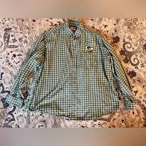Vintage Green Bay Packers Green Plaid Women’s XL Button Up